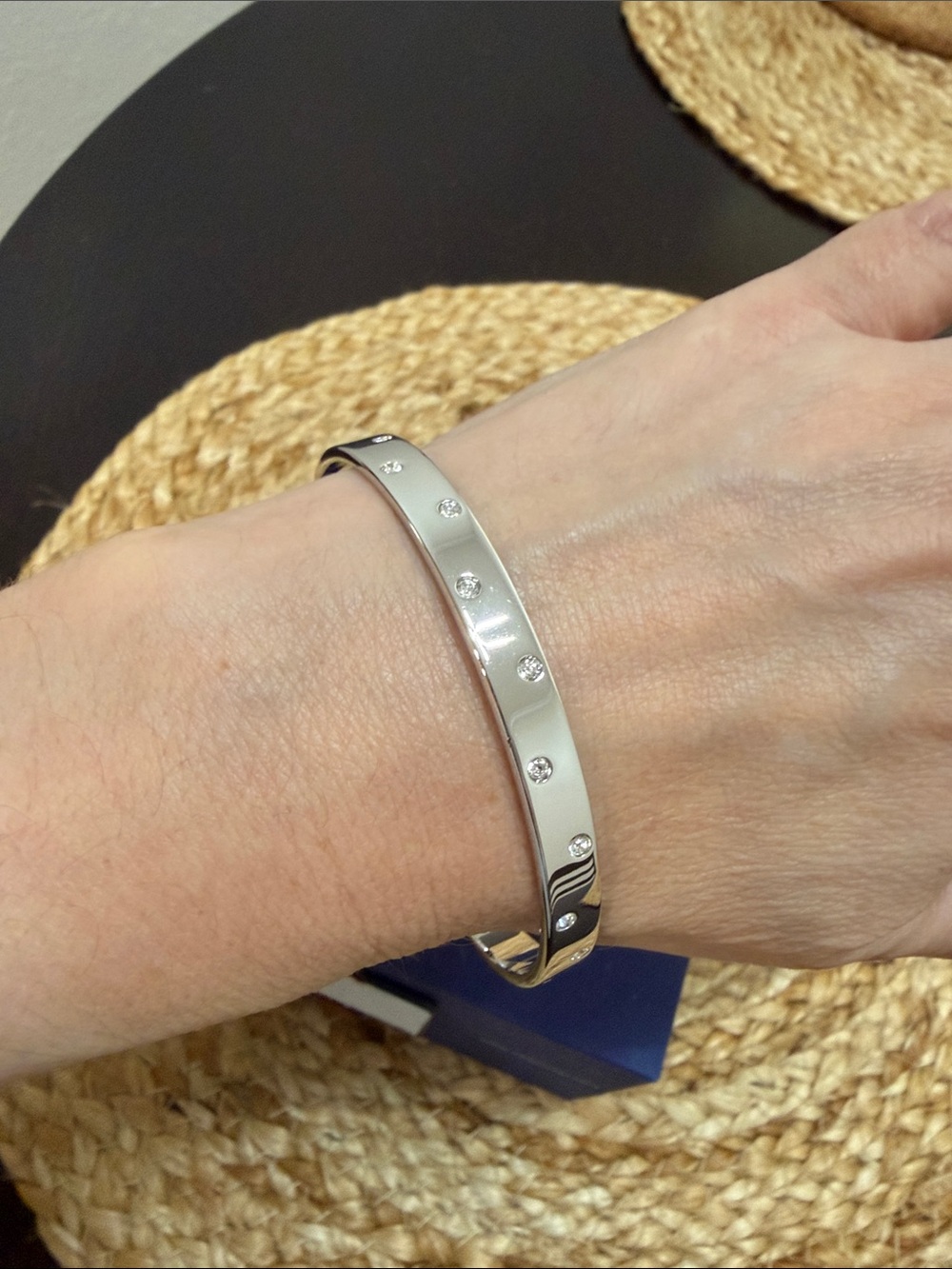 Swarovski Silver Crystal-Accent Women's Bangle Bracelet